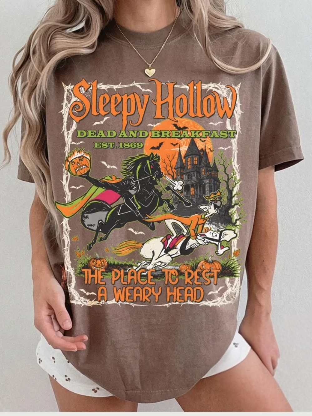 Sleepy Hollow Dead and Breakfast Headless Horseman Halloween T-Shirt